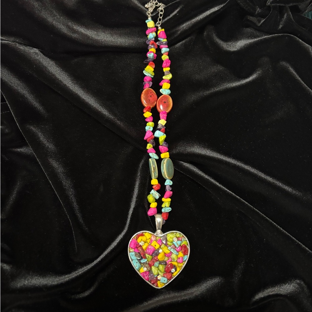 Colorful Heart Pendant Necklace